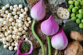 集合<strong>莲花</strong>花种子茶健康的食物