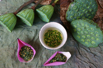 集合莲花花种子茶健康的食物