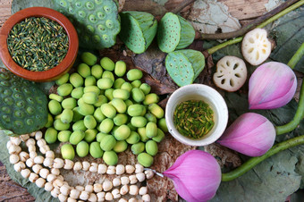 集合<strong>莲花</strong>花种子茶健康的食物