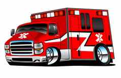 红色的护理人员救护车救援卡车插图