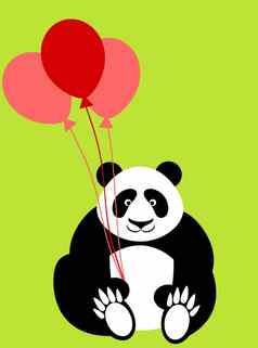 快乐情人节一天熊猫熊持有气球
