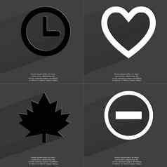 时钟心枫木叶-标志符号长影子平设计