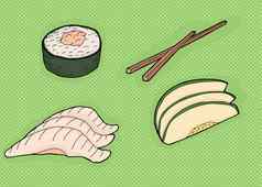 传统的寿司食物卡通