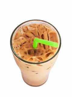 冰牛奶咖啡著名的喝泰国孤立的白色