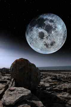 完整的月亮巨石岩石诺兰大半景观