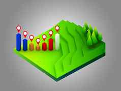 景观概念等角信息图表显示数据分析