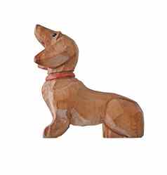 古董木达克斯猎犬小雕像