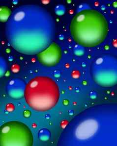 红色的绿色蓝色的rgb球体滴浮动