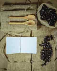 记事本木勺子咖啡豆子袋表面使用