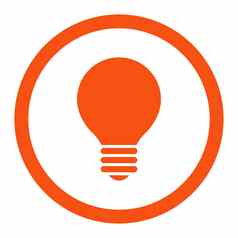 电灯泡平橙色颜色圆形的光栅图标