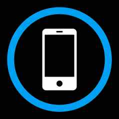 智能手机平蓝色的白色颜色圆形的光栅图标