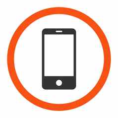 智能手机平橙色灰色的颜色圆形的光栅图标