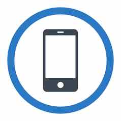 智能手机平光滑的蓝色的颜色圆形的光栅图标