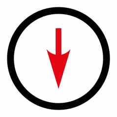 锋利的箭头平密集的红色的黑色的颜色圆形的光栅图标