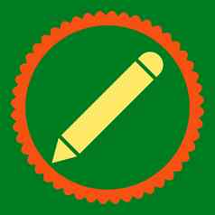 铅笔平橙色黄色的颜色轮邮票图标