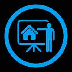 房地产经纪人平蓝色的颜色圆形的字形图标