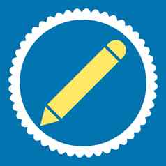 铅笔平黄色的白色颜色轮邮票图标