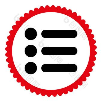 项目平密集的红色的黑色的颜色轮邮票图标