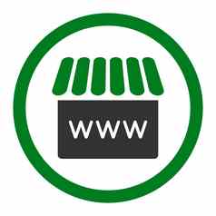网上商店平绿色灰色的颜色圆形的字形图标
