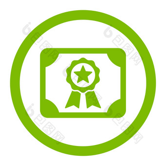 证书平生态绿色颜色圆形的字形图标