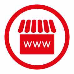 网上商店平红色的颜色圆形的字形图标