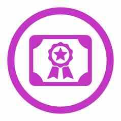 证书平紫罗兰色的颜色圆形的字形图标