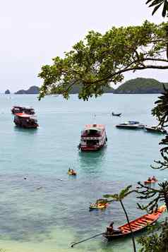 船海岸线绿色环礁湖树海泰国呵呵