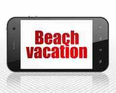 旅游概念海滩假期智能手机显示