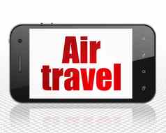 假期概念智能手机空气旅行显示