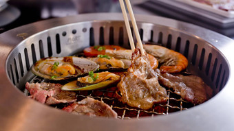 混合烤肉海鲜筷子烧烤烧烤