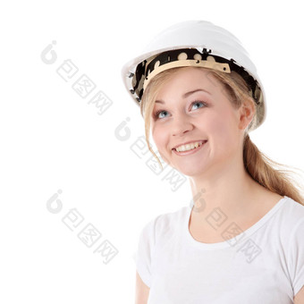 工程师女人白色头盔