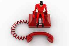 超级英雄站红色的电话概念