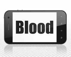 健康概念智能手机血显示