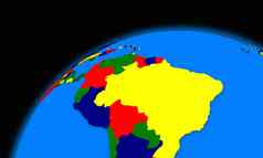 南美国地球地球政治地图