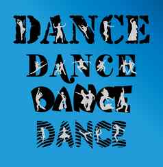 集登记标志跳舞轮廓跳舞人夫妻插图蓝色的背景