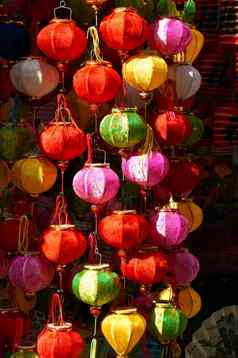 色彩斑斓的灯笼市场中秋节日