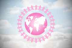 复合图像粉红色的地球乳房癌症