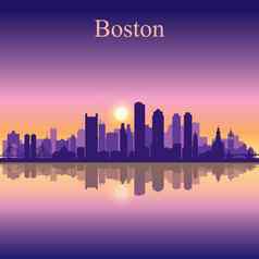 波士顿城市天际线轮廓背景