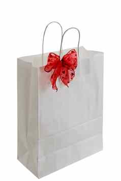 白色纸礼物袋红色的丝带