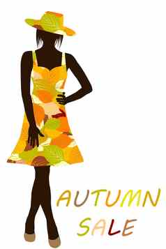 秋天背景时尚女人衣服使叶子
