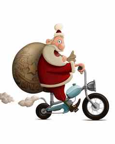 圣诞老人老人摩托车交付