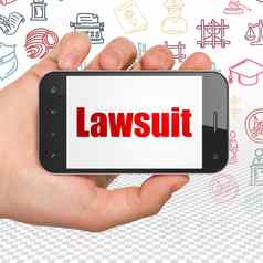 法律概念手持有智能手机诉讼显示