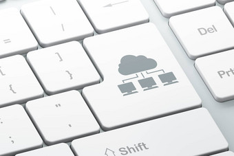 云网络概念云网络电脑键盘背景