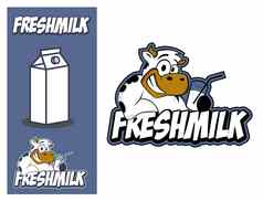 标志设计元素牛新鲜的牛奶