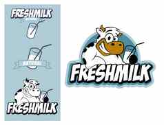 标志设计元素牛新鲜的牛奶