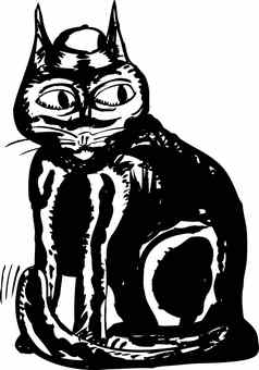 黑色的墨水猫画