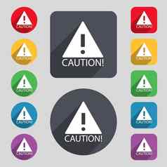 注意谨慎标志图标感叹马克危害警告象征集彩色的按钮