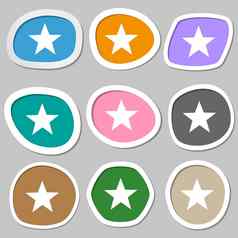 明星标志图标最喜欢的按钮导航象征五彩缤纷的纸贴纸
