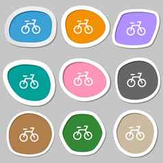 自行车图标符号五彩缤纷的纸贴纸