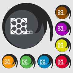 视频标志图标框架象征符号彩色的按钮